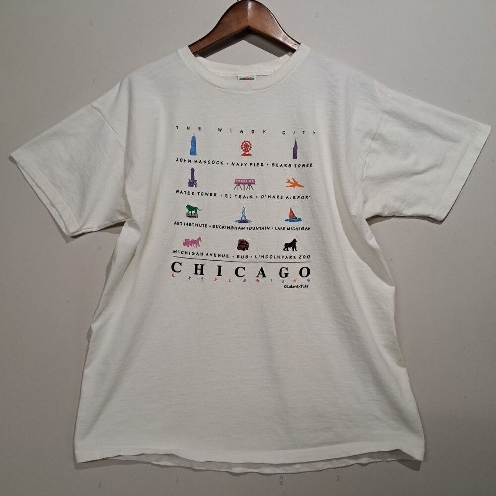 Vintage Chicago T Shirt Luke A Tuke Windy City Mens XL Fruit Of The Loop Heavy